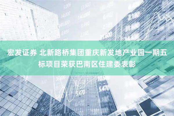 宏发证券 北新路桥集团重庆新发地产业园一期五标项目荣获巴南区住建委表彰